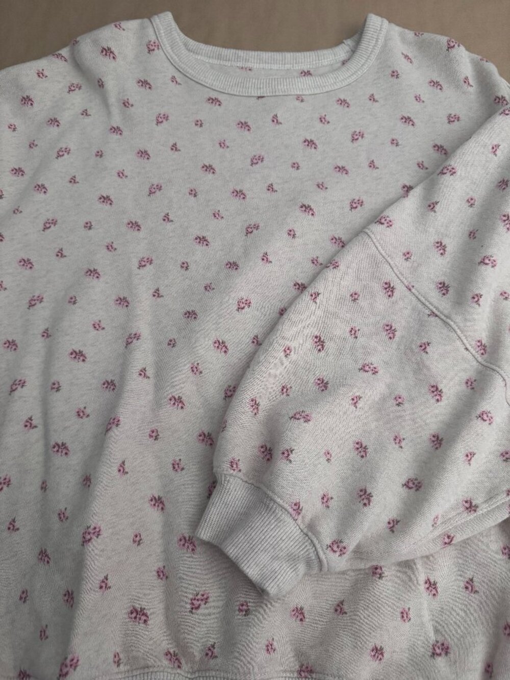 Aerie Cream Floral oversized sweatshirt -XL